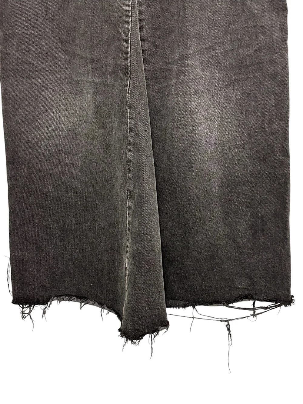 Reformation Women's Tazz Maxi Front Slit Denim Skirt Washed Black Raw Hem SZ 28